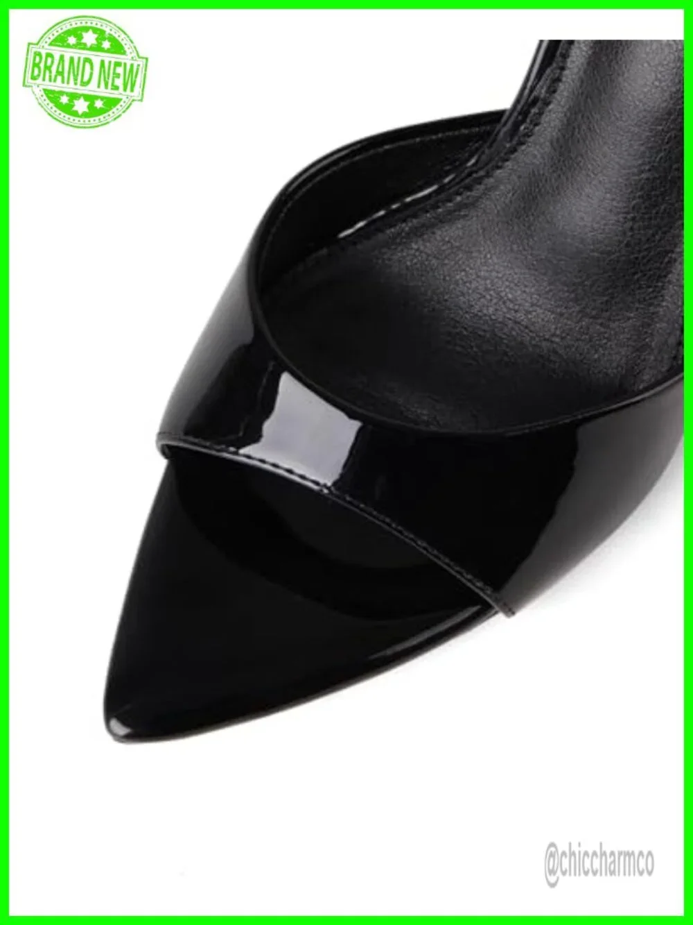 Patent Leather Stiletto Mules Heeled Sandals Slip On Dress Shoes